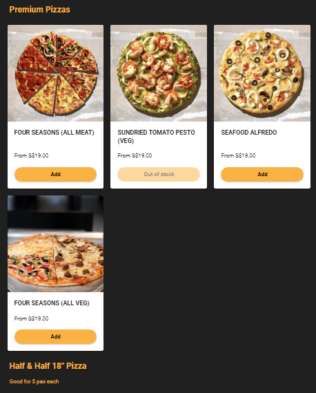 Yellow Cab Pizza Menu