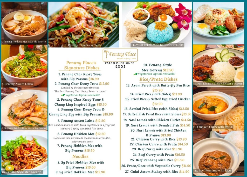 Penang Place Menu