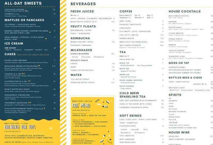 Bee's Knees Menu