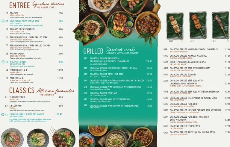 Mrs Pho Menu