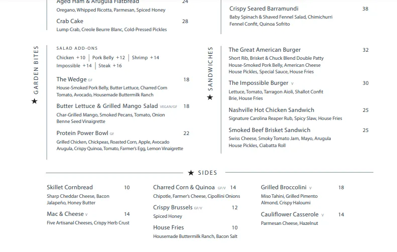 Yardbird Menu