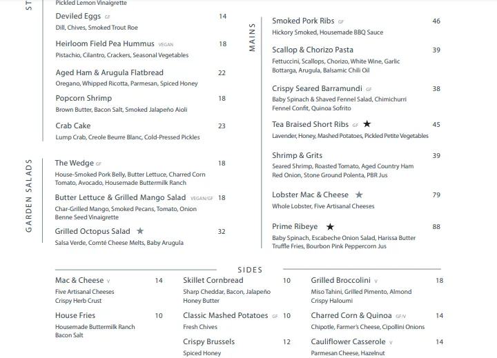 Yardbird Menu