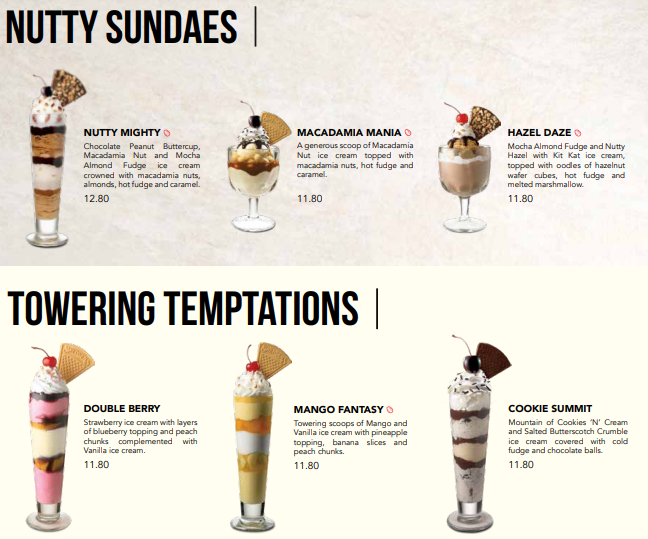 Swensens Menu