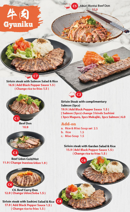 Kazoku Japanese Cuisine Menu