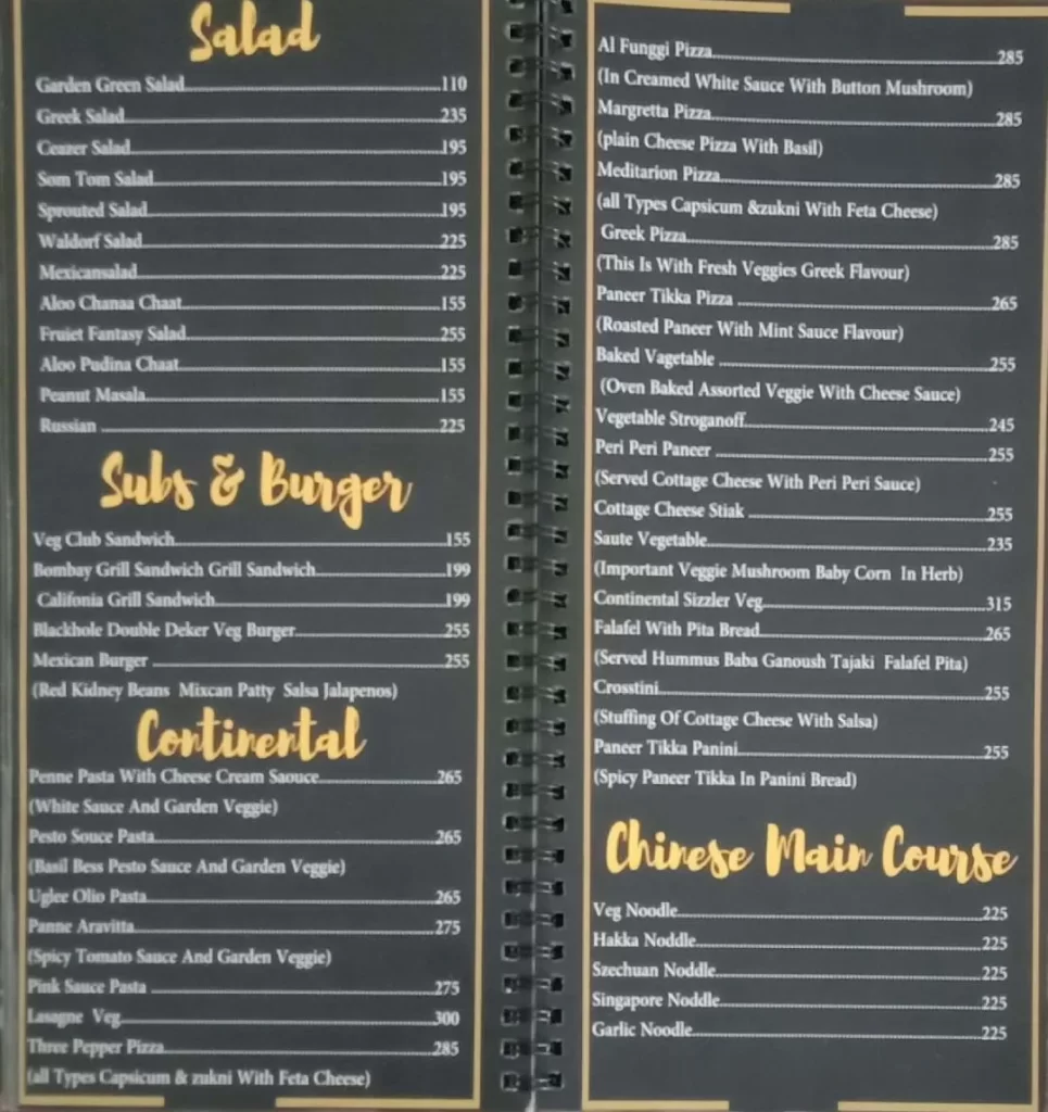 Black Hole Menu