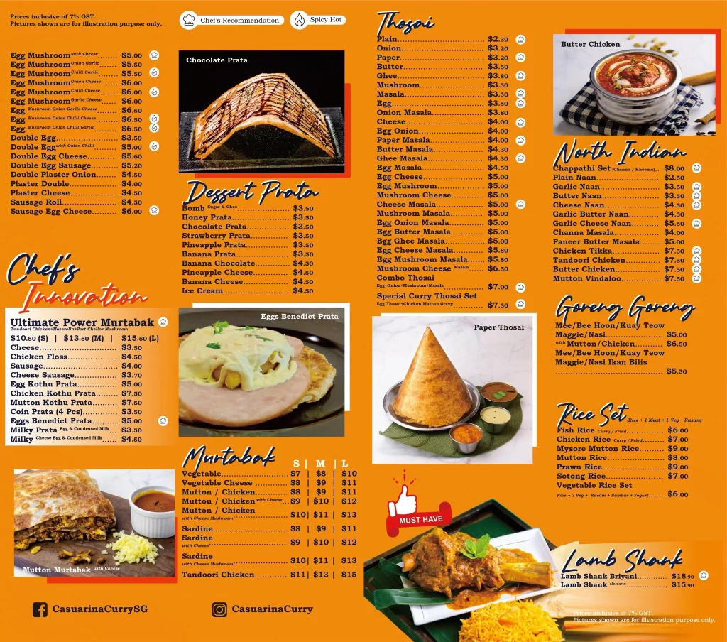 Casuarina Curry Menu