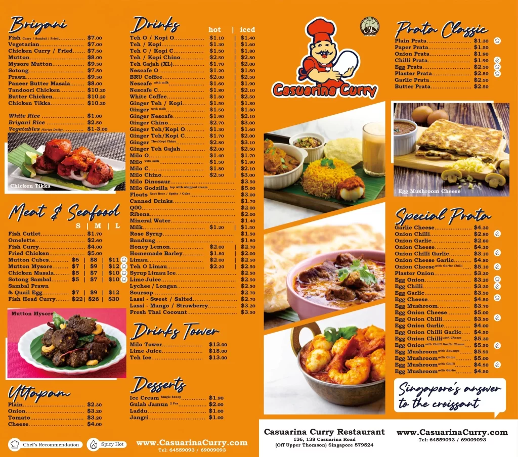 Casuarina Curry Menu