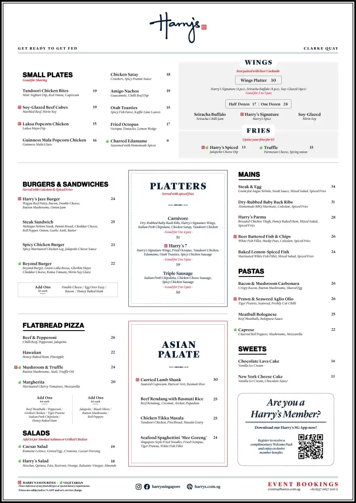 Harry's Menu