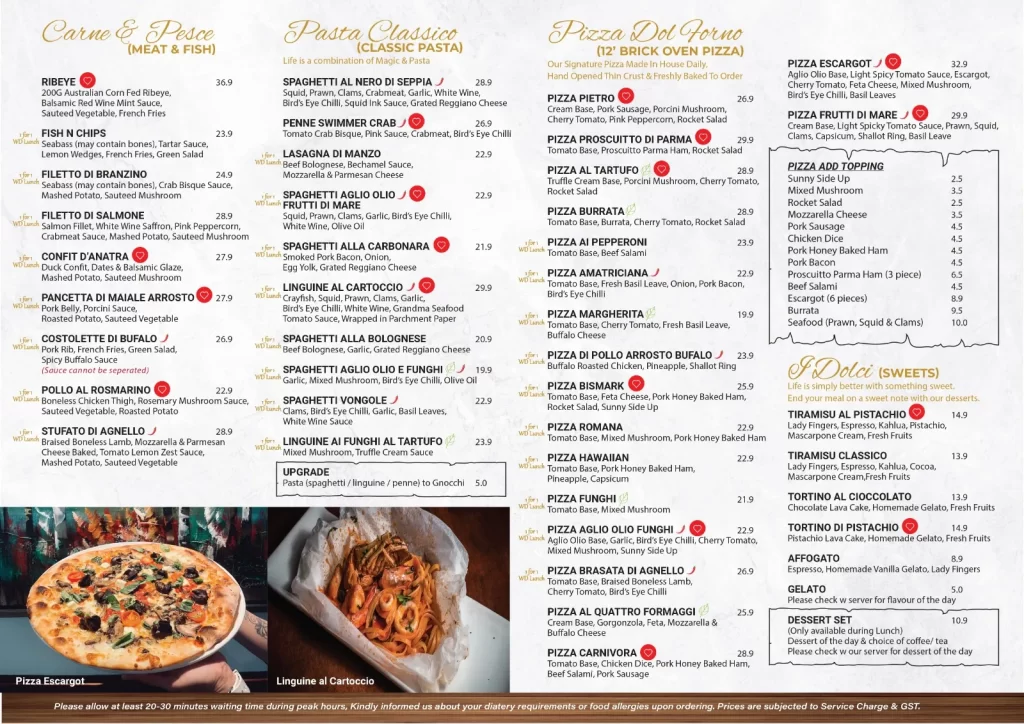 Pietro Ristorante Italiano Menu