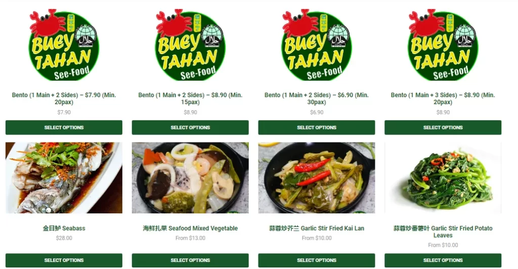 Buey Tahan See-Food Menu