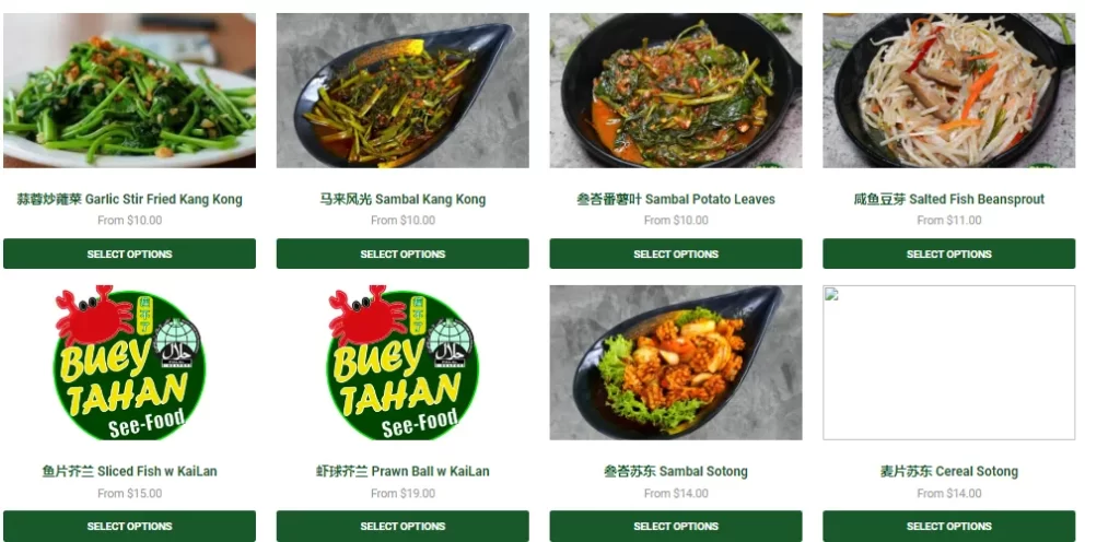 Buey Tahan See-Food Menu