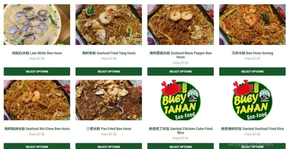 Buey Tahan See-Food Menu