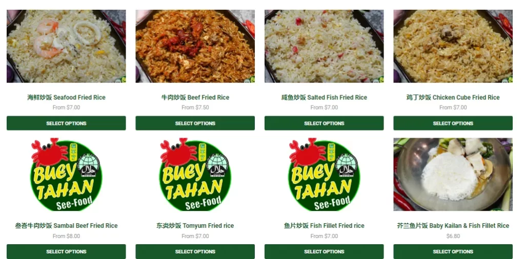 Buey Tahan See-Food Menu