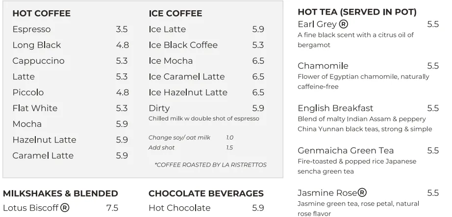 Refuel Cafe Menu