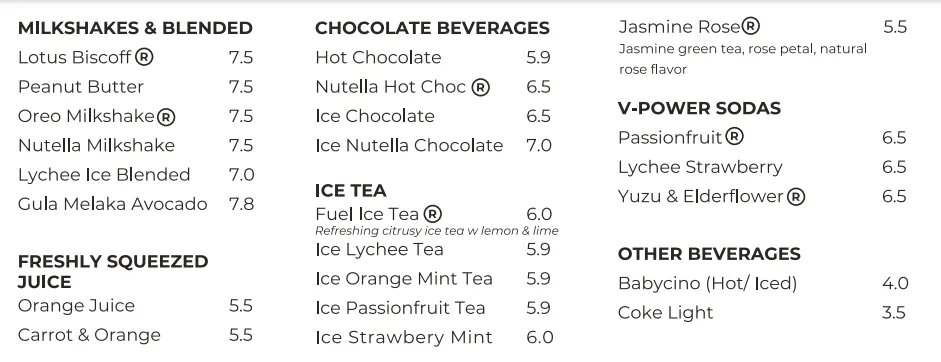 Refuel Cafe Menu