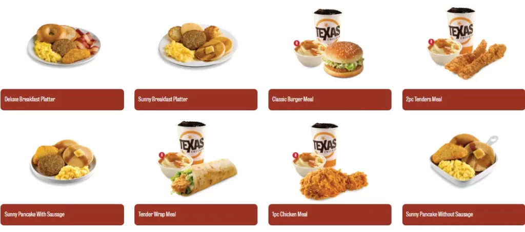 Texas Chicken Menu