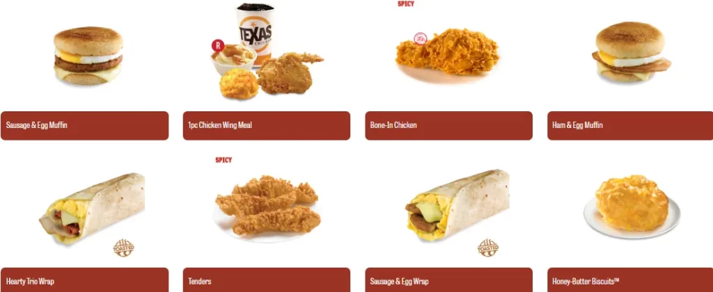 Texas Chicken Menu