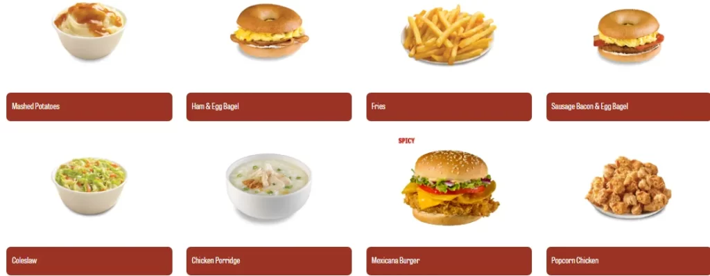 Texas Chicken Menu