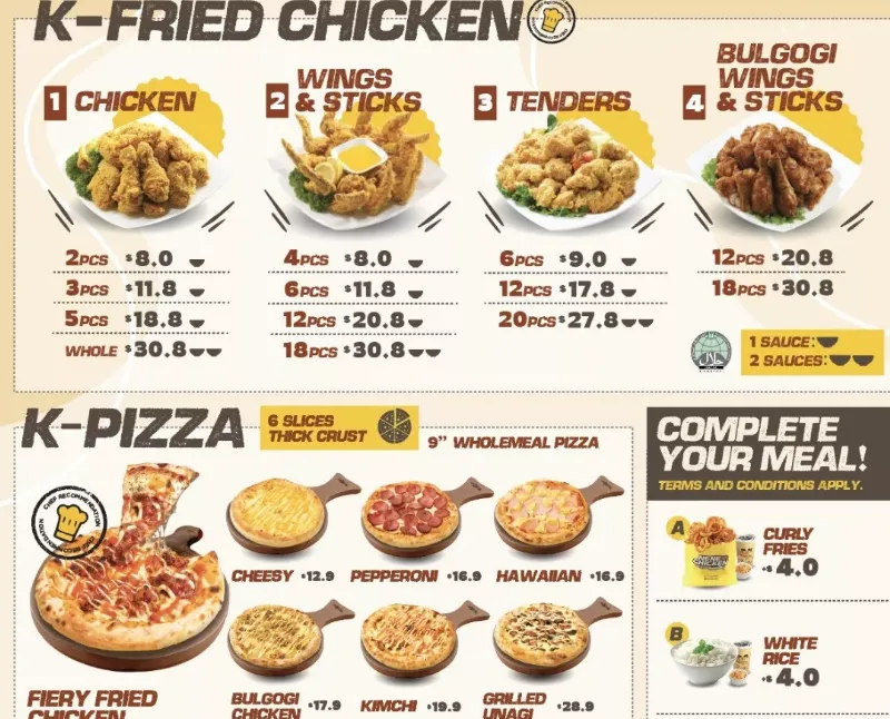 NeNe Chicken Menu