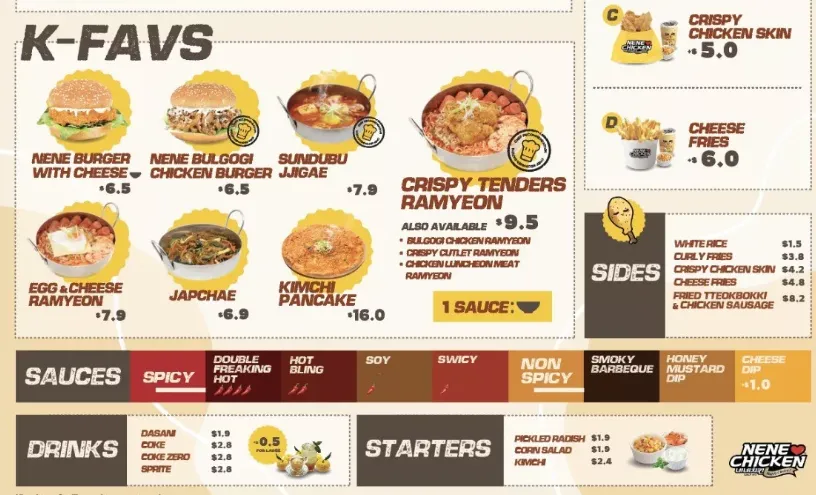 NeNe Chicken Menu