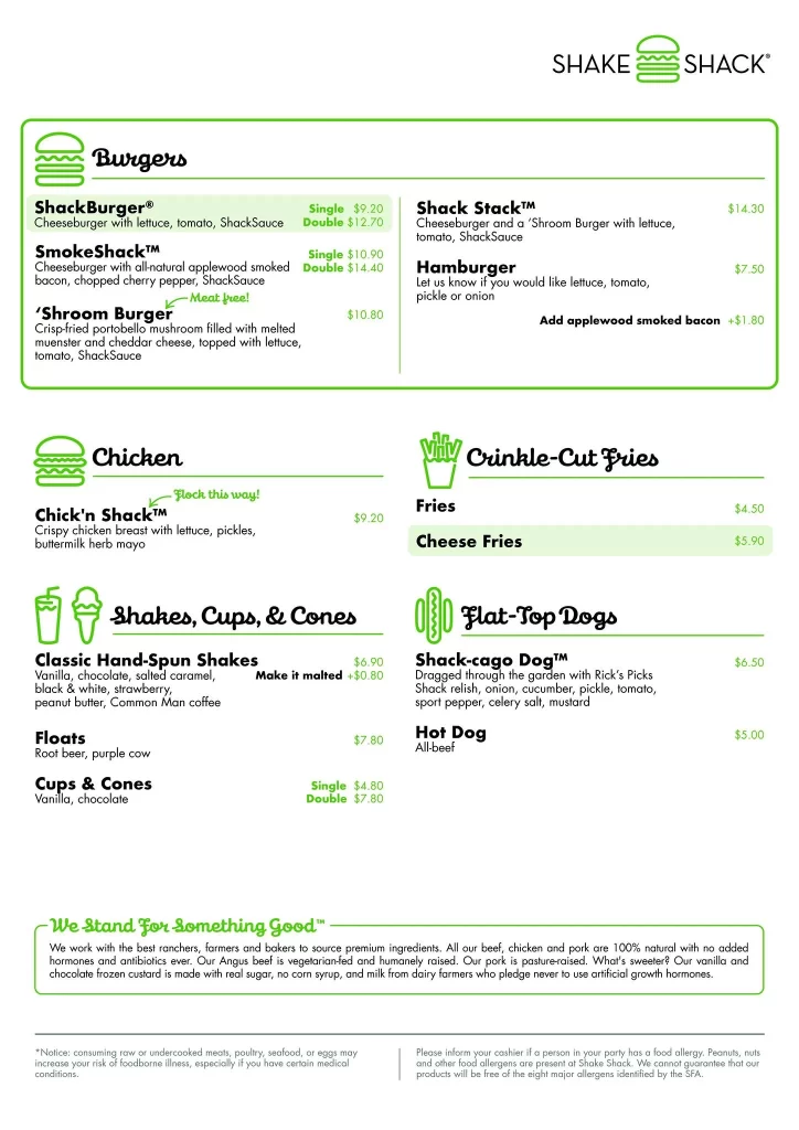 Shake Shack Menu