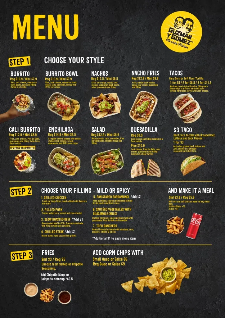 Guzman Y Gomez Menu