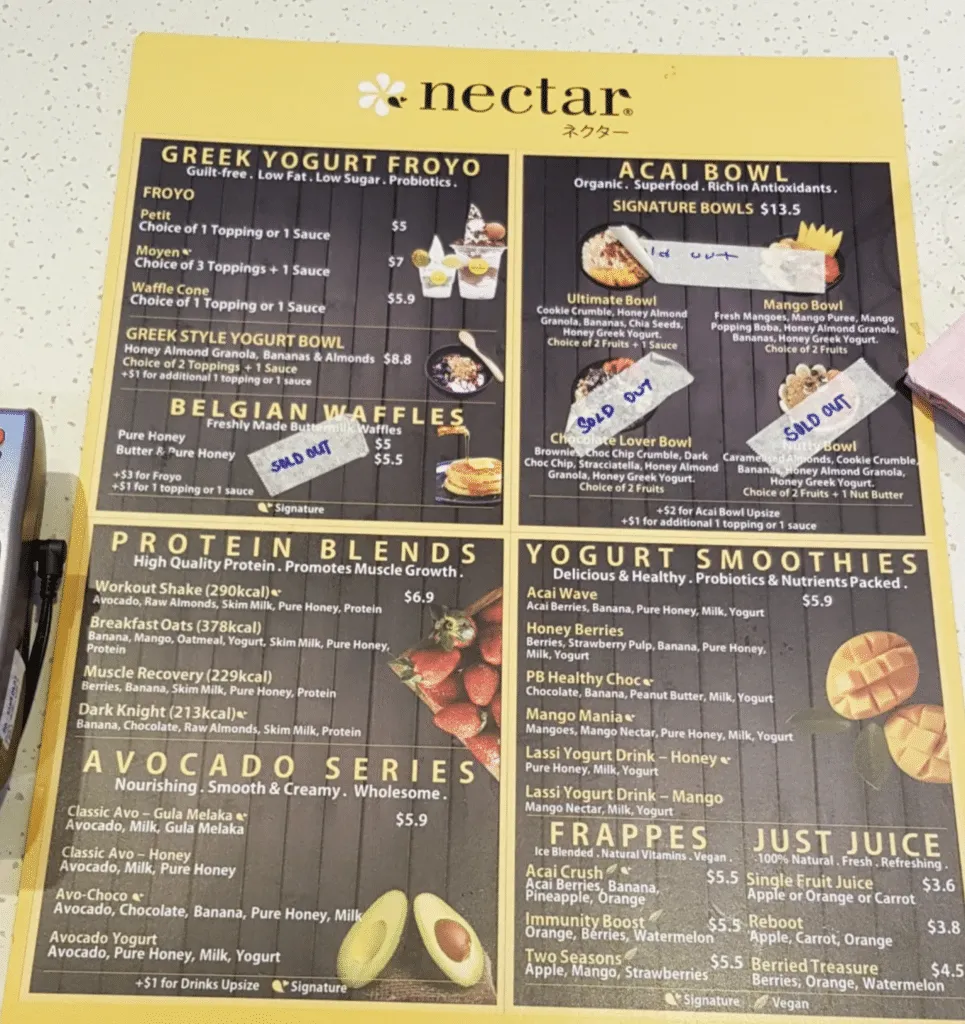 Nectar Menu