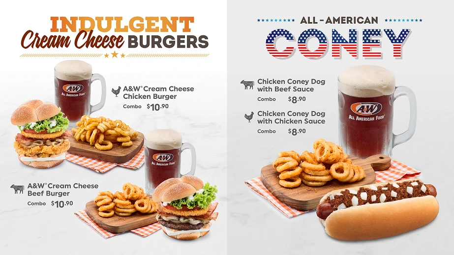 A&W Signature Burgers Menu 