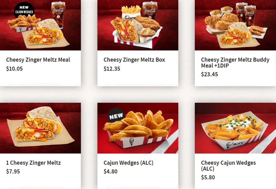 KFC menu