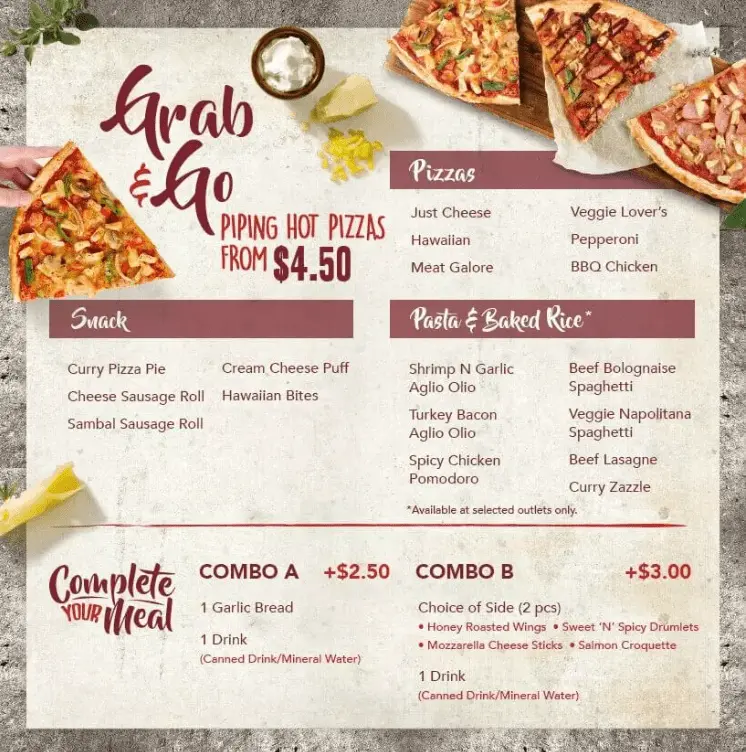 PIZZA HUT PASTA & BAKED RICE MENU