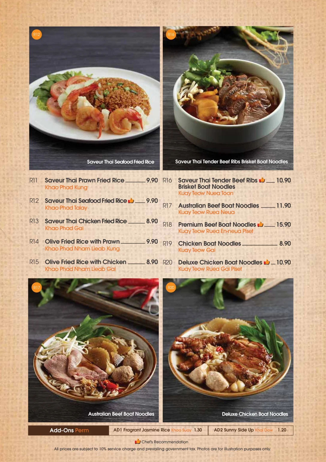 SAVEUR THAI NOODLES MENU