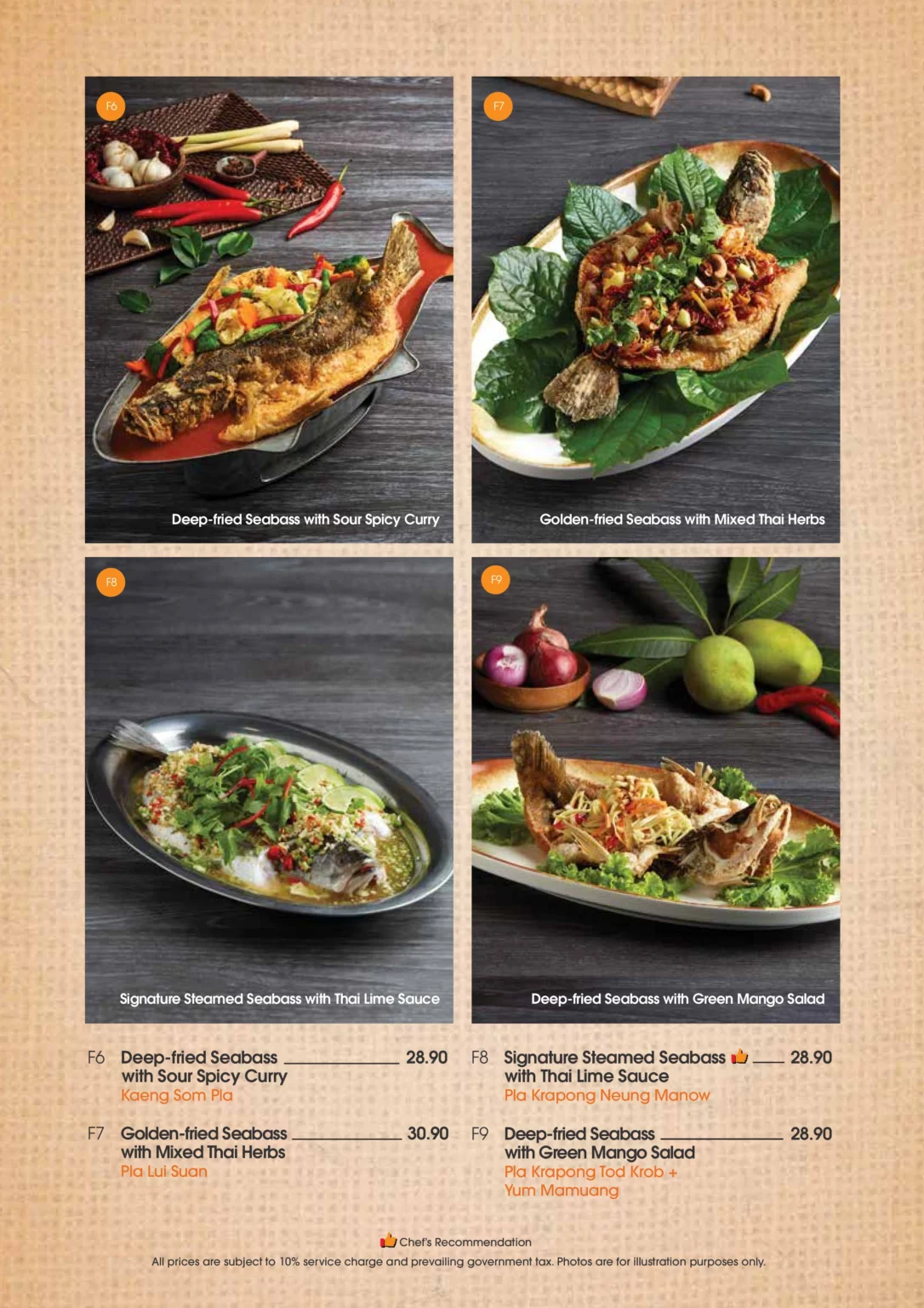 SAVEUR THAI FISH MENU