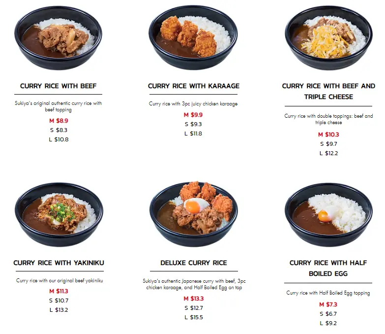 Sukiya Japanese Curry Menu  2024