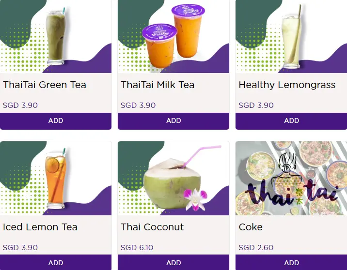 THAI TAI BEVERAGES MENU PRICES 2024