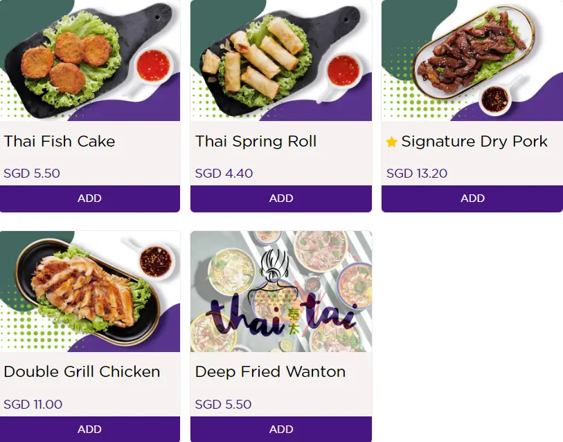 THAI TAI SIDES MENU PRICES 2024