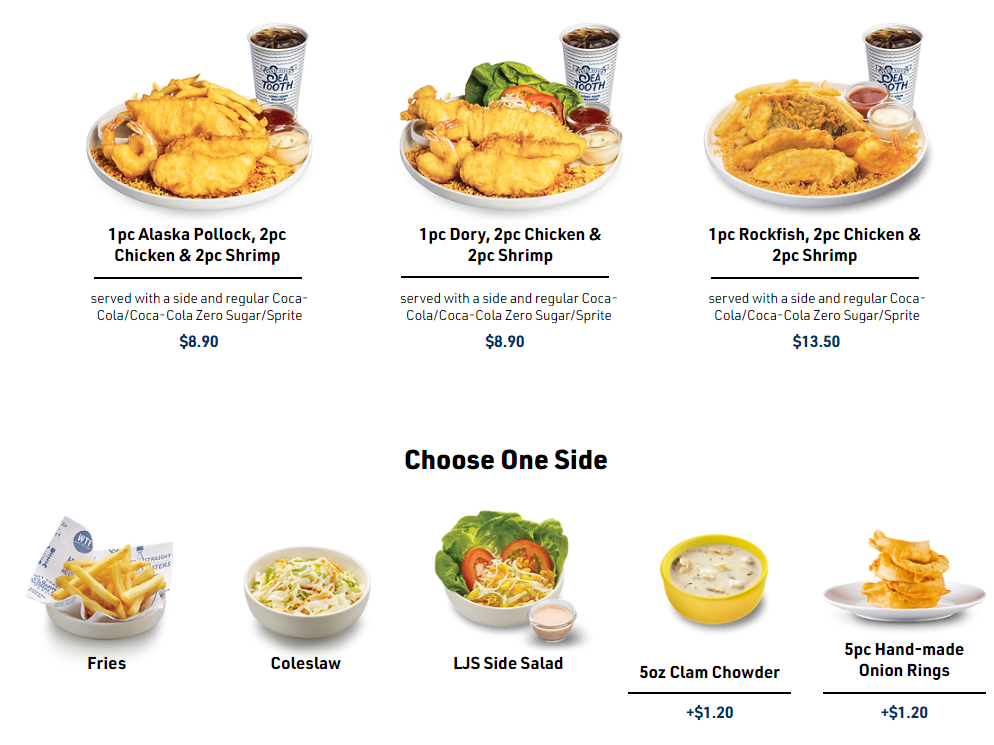 Long John Silver’s Captain's Combos Menu 