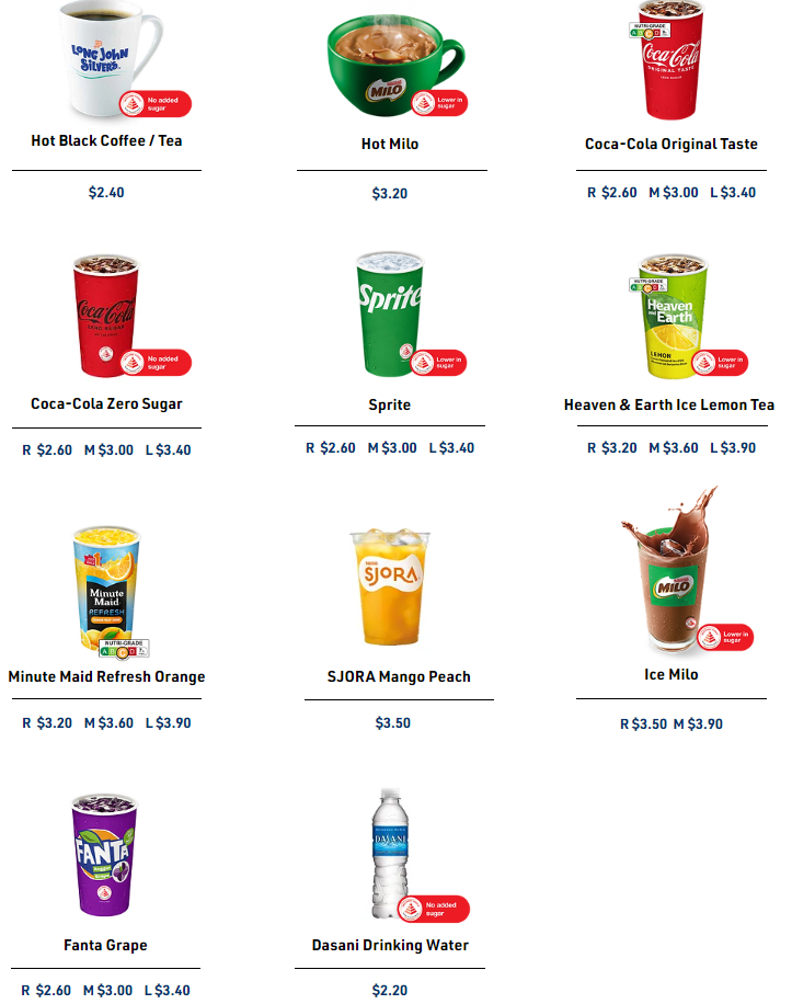 Long John Silver’s Beverages Menu