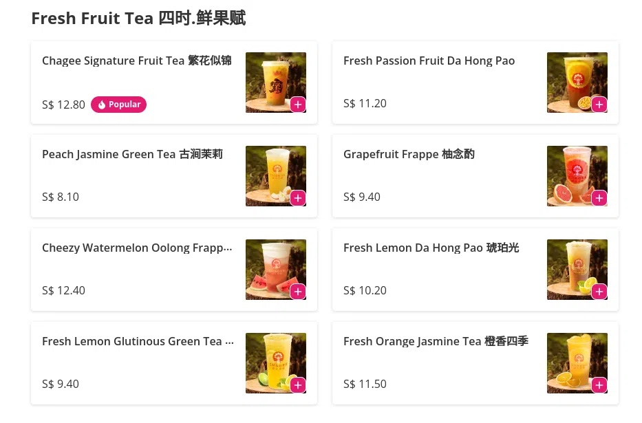 BAWANGCHAJI FRESH FRUIT TEA MENU PRICES 2024