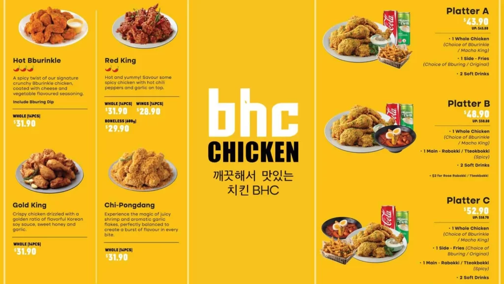 BHC CHICKEN MENU PLATTER PRICES
 2024