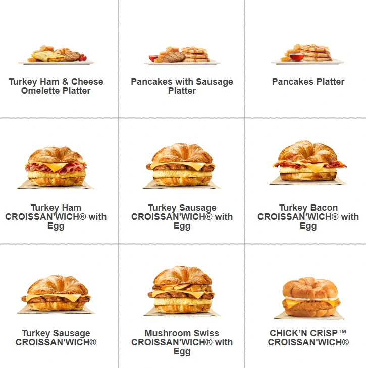 BURGER KING BREAKFAST MENU NUTRITIONAL VALUES 2024