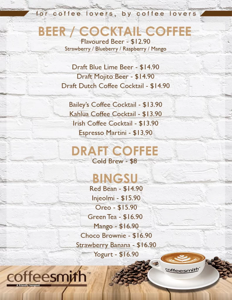 Coffeesmith Beer Menu 2024