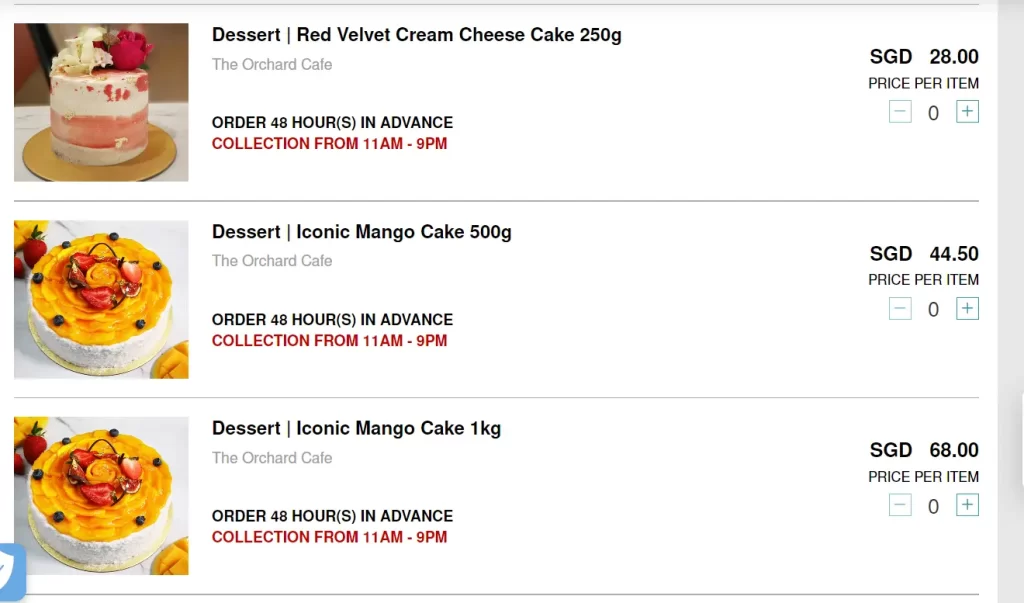 HUA TING DESSERTS PRICES 2024