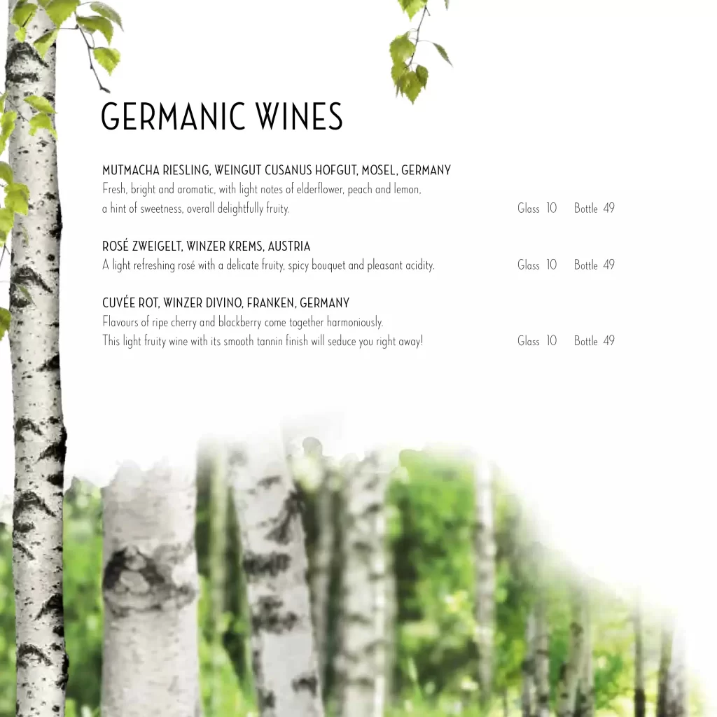 Hans im Glück German Wines Menu 2024