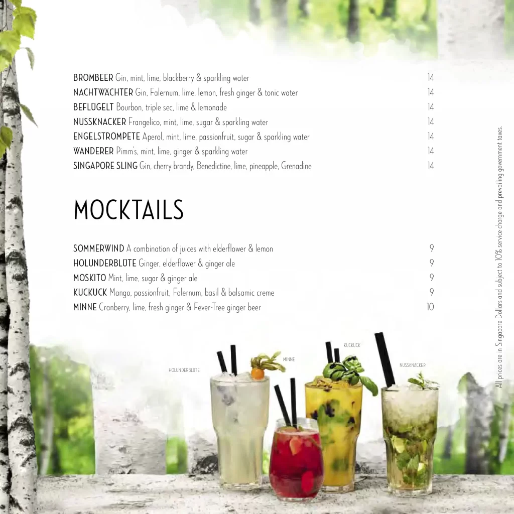 Hans im Glück Mocktails Menu 2024