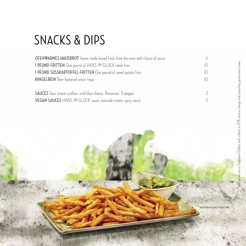 Hans im Glück Snacks And Dips Menu 2024