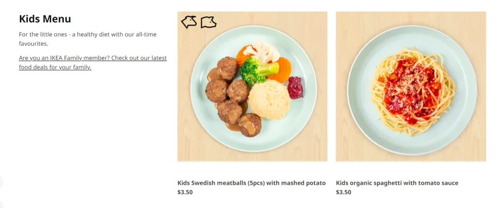 IKEA SWEDISH RESTAURANT KIDS MENU 2024