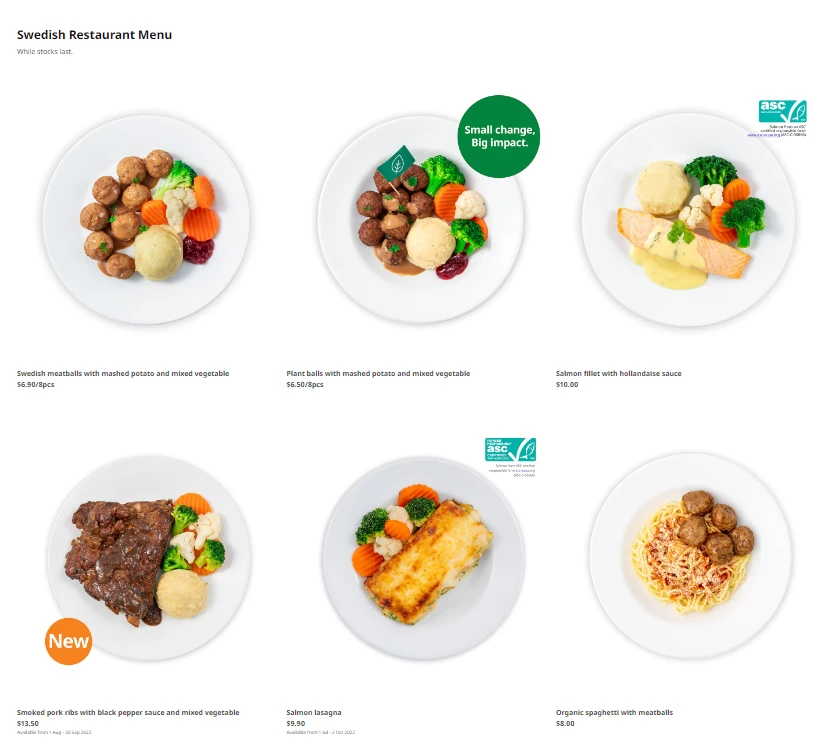 IKEA SWEDISH RESTAURANT STARTERS MENU 2024