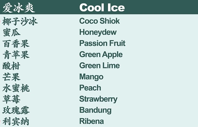 ITEA COOL ICE MENU PRICES 2024