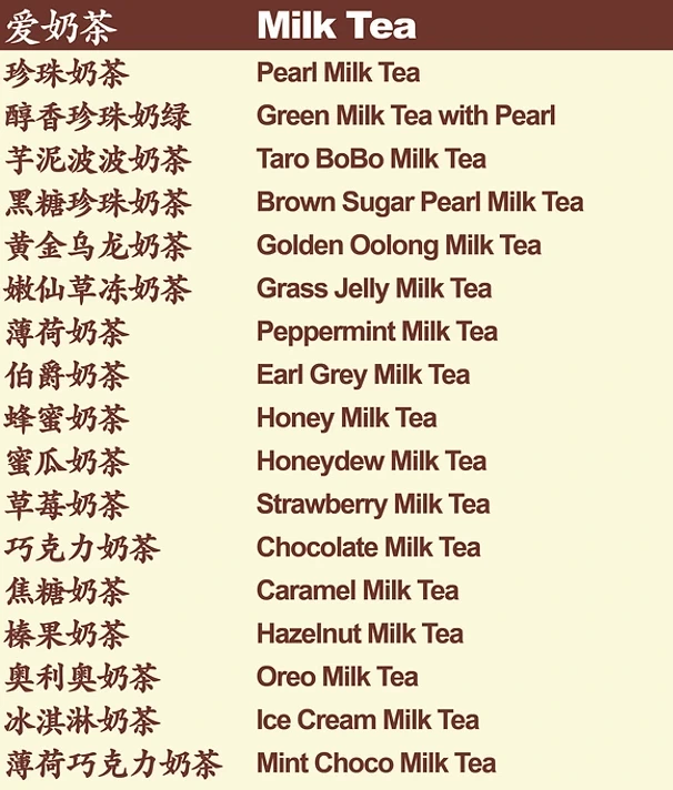 ITEA MENU PRICES – MILK TEA 2024