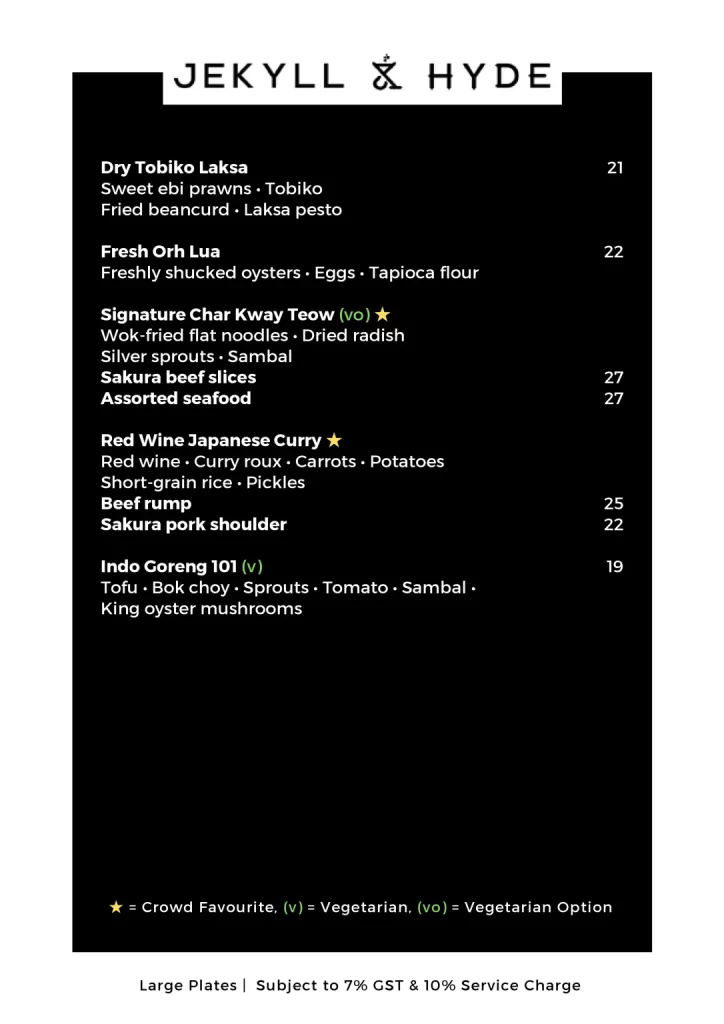 Jekyll & Hyde Mixed Menu 2024